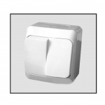 КЛЮЧ ДВОЕН МОДЕЛ CEDAR PVC, IP44 10A 220V, БЯЛ