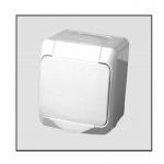 КОНТАКТ С КАПАК SCHUKO PVC, ЕДИНИЧЕН,БЯЛ,IP44 16A 220V